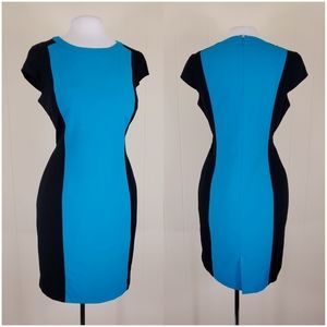 Calvin Klein Turquoise and black colorblock dress